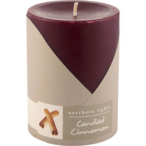 Candied Cinnamon by Northern Lights – One 3x4 Inch Pillar Candle. Burns Approx. 80 Hrs