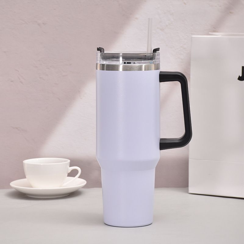 40oz Handle Car Cup with pipette stainless Steel insulated Cold beer cup portable ice cup with handle; Insulated Reusable Leakproof Stainless Steel Water Bottle Travel Mug Iced Coffee Cup