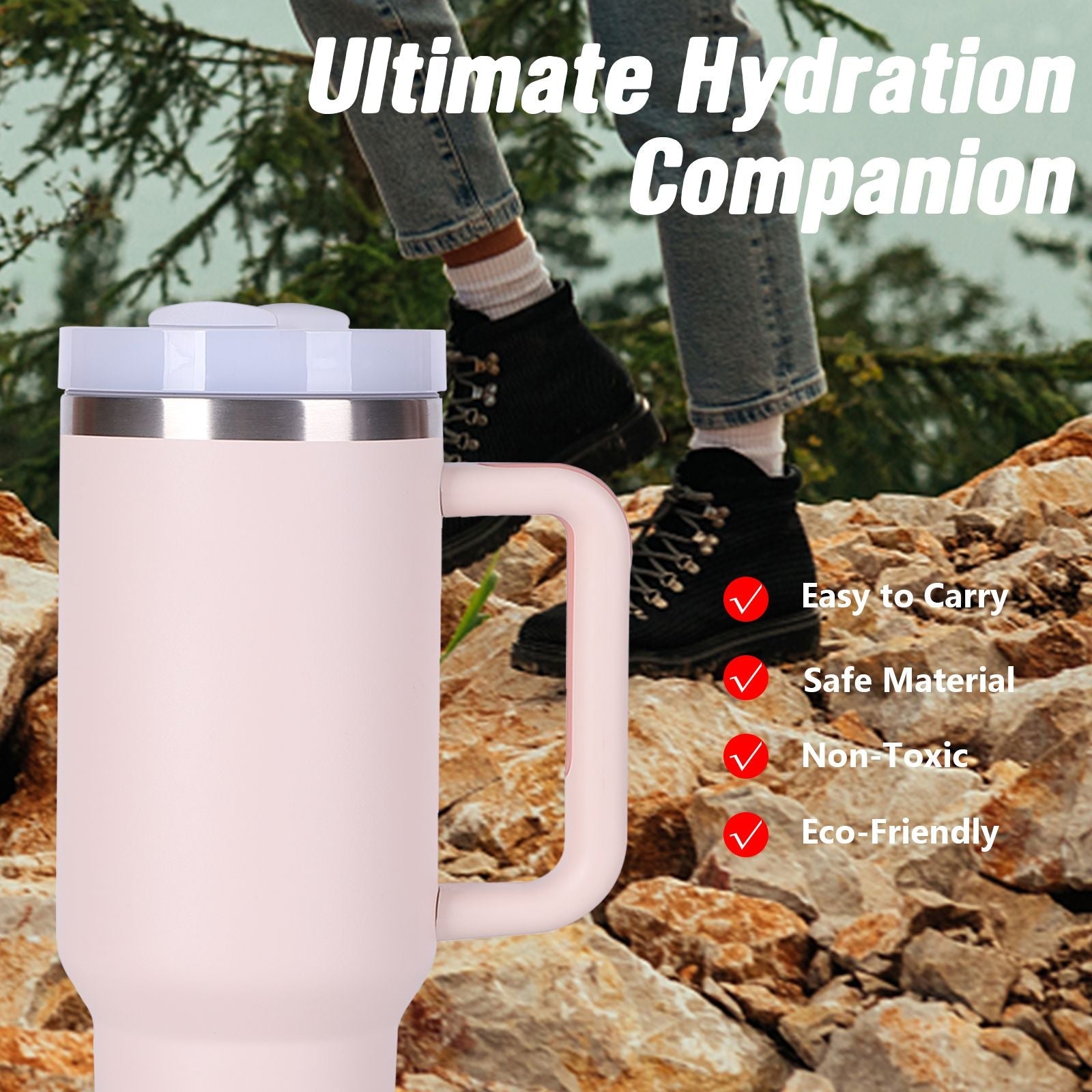 40oz V2 large capacity tumbler,  With Handle And Straw Lid, Insulated Reusable Stainless Steel Water Bottles Travel Mug Coffee Cup car cup water cup For Men Women Outdoor Camping Driving, gift