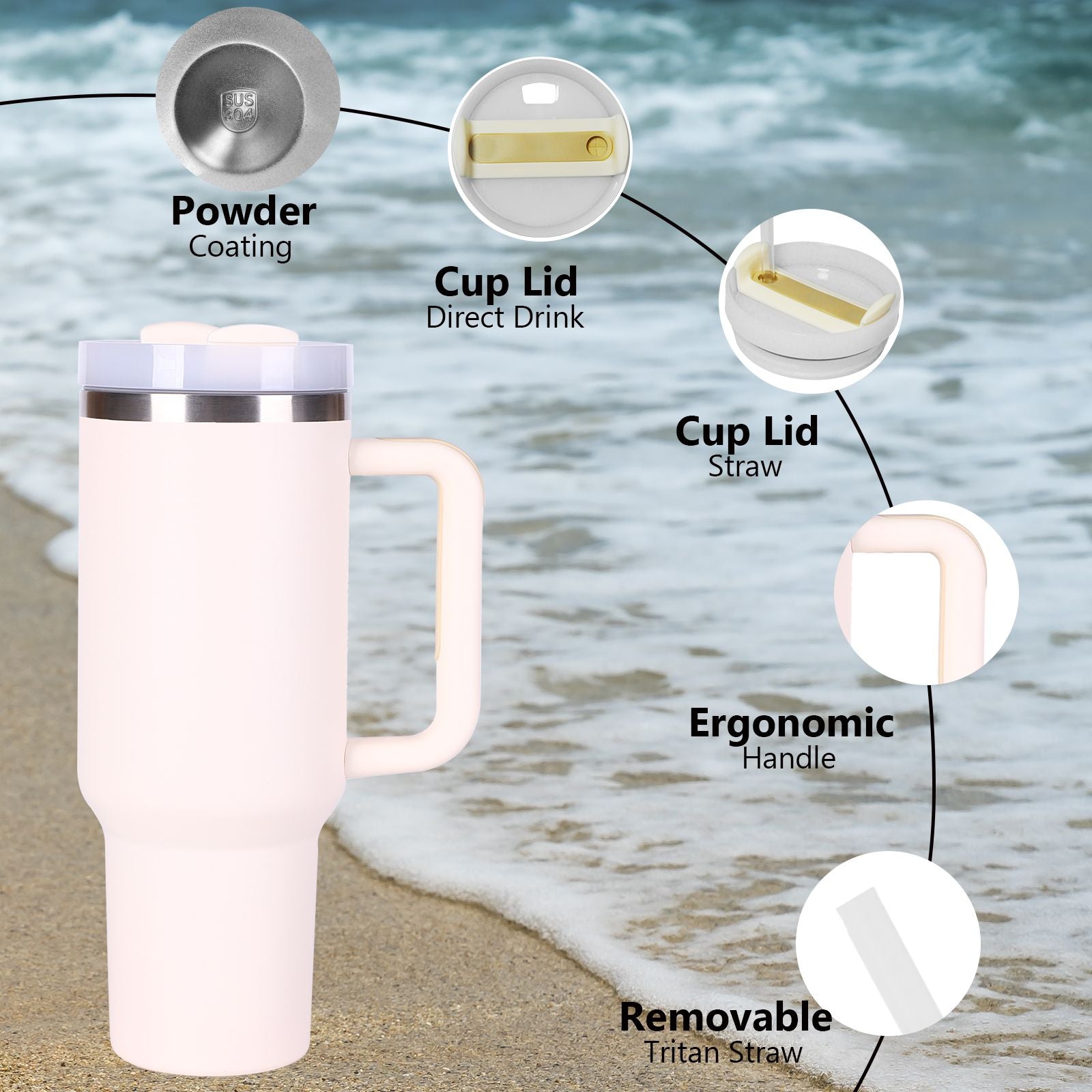 40oz V2 large capacity tumbler,  With Handle And Straw Lid, Insulated Reusable Stainless Steel Water Bottles Travel Mug Coffee Cup car cup water cup For Men Women Outdoor Camping Driving, gift