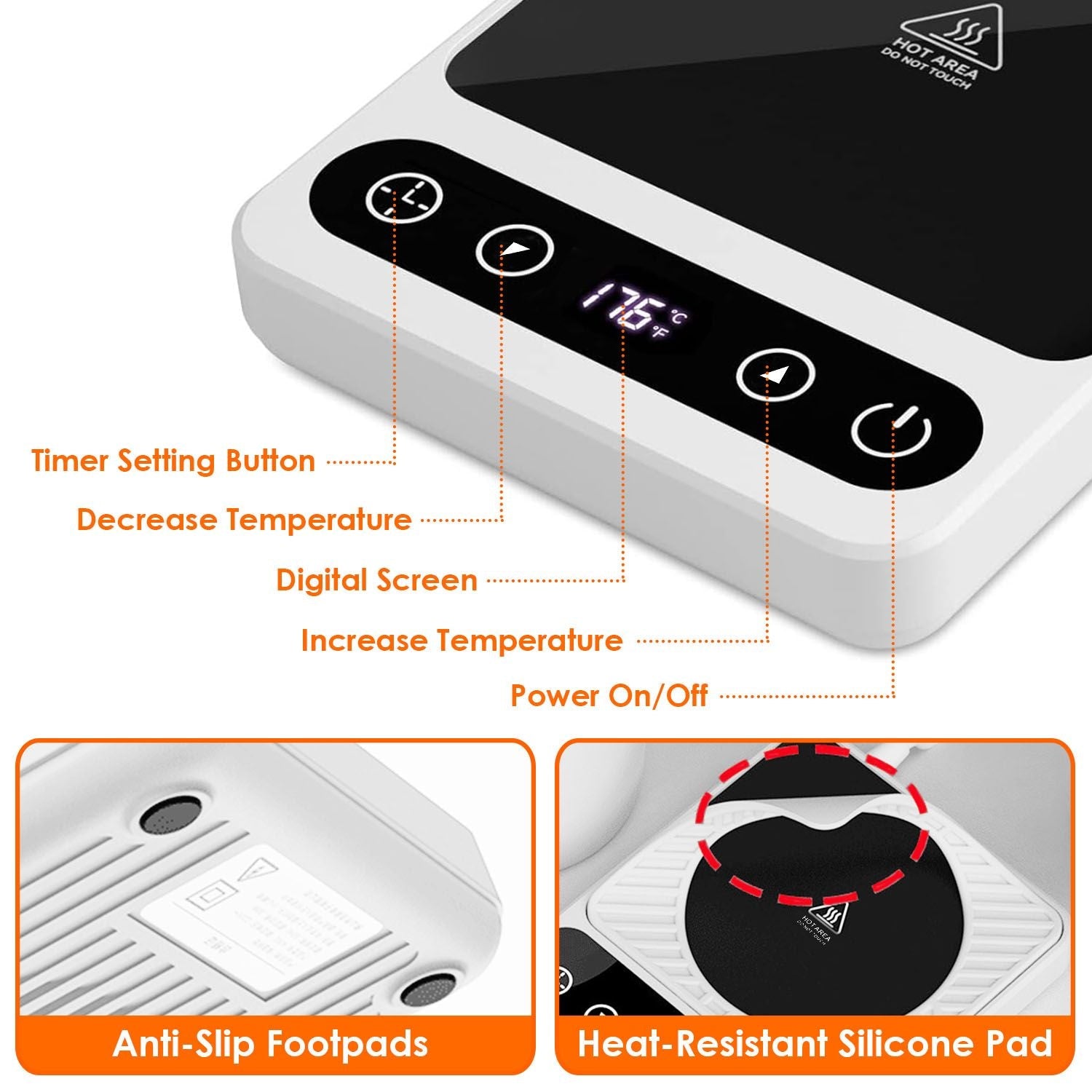 Desktop Electric Mug Warmer Auto Shut Off Timer Setting 6 Temperature Levels Cup Warmer for Milk Tea Cup Heating Plate