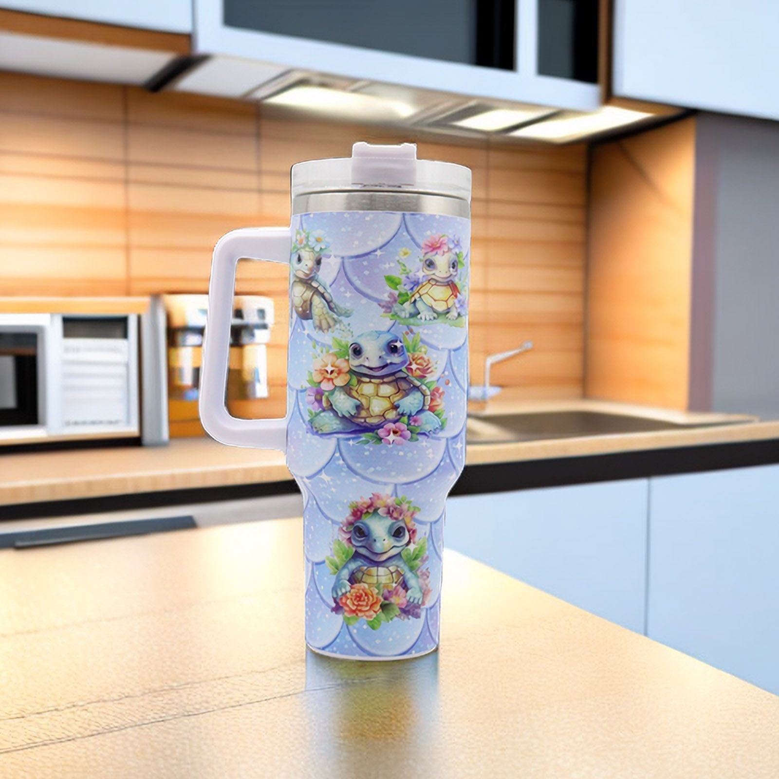 1pc 40oz Water Bottles,5D Little Turtle Series Tumbler,Large Capacity Stainless Steel Tumbler Insulation Cup With Lid And Straw For Women,Camping,Driving,skiing,Thermocoolers.Best Gift