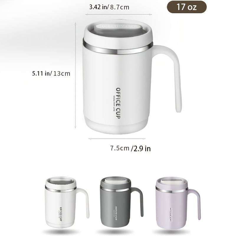1pc Stainless Steel Cups With Lid; 16 Oz 304 Stainless Steel Tumblers Durable Coffee Mug With Splash Proof Sliding Lid (Straw Not Included)