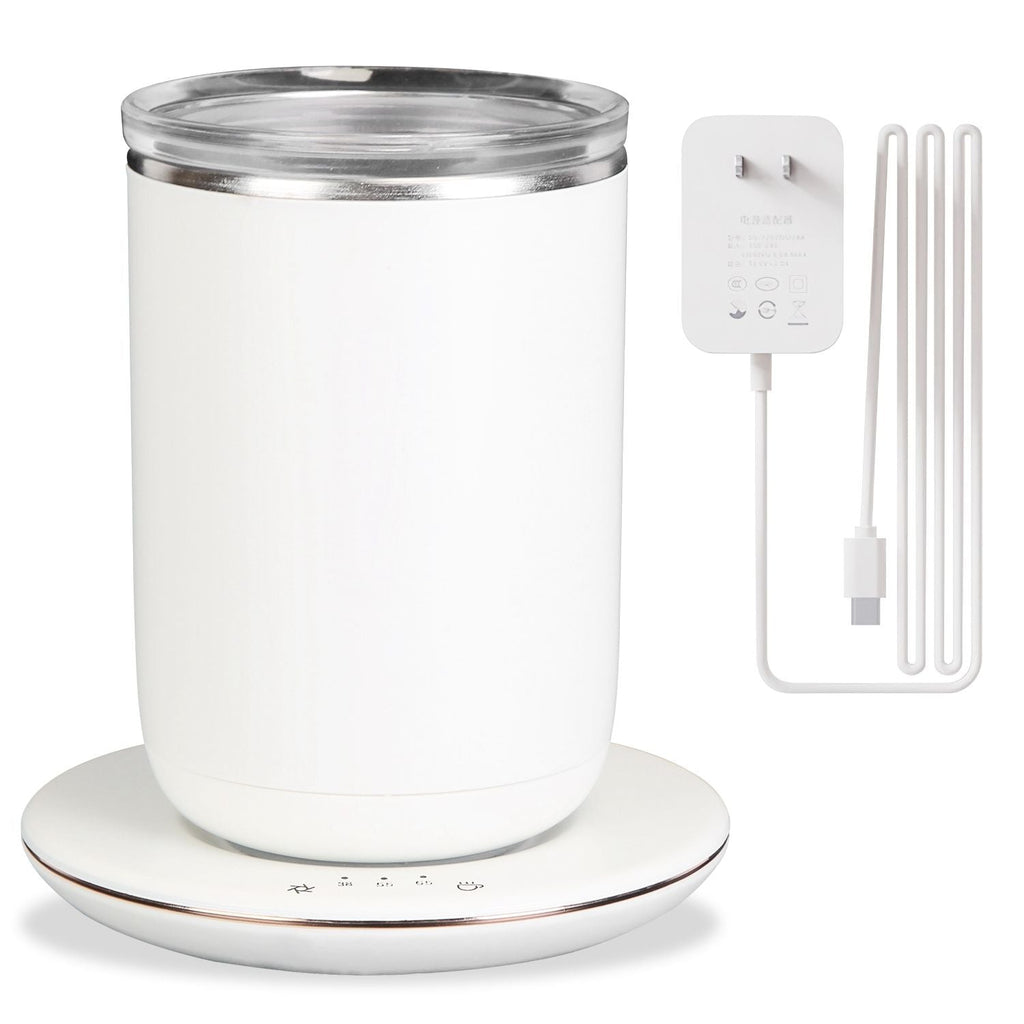 Self Stirring Coffee Mug with Lid Temperature Control Self-Heating Automatic Magnetic Mixing Mug with 3 Heat Settings Auto-Off Function For Coffee Tea Milk Cocoa Stainless Steel