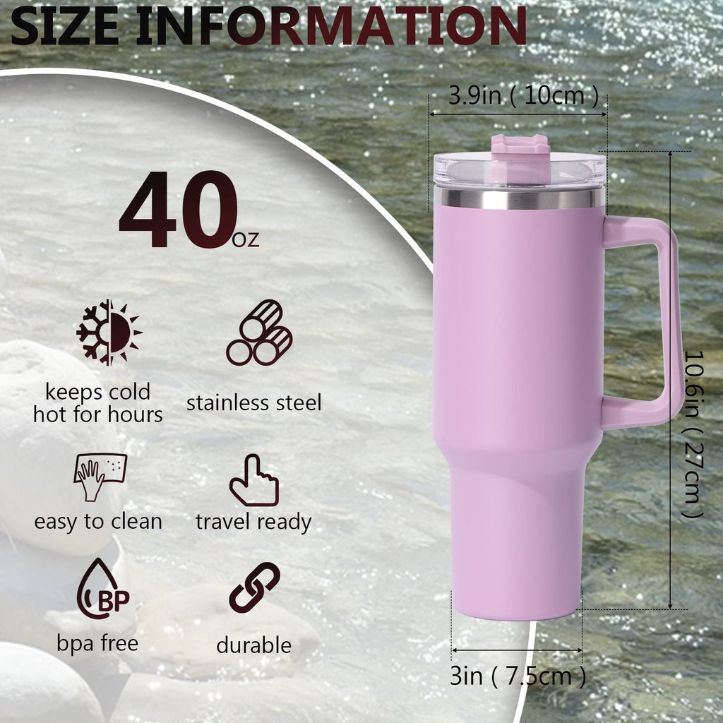 40oz large capacity tumbler, With Handle And Straw Lid, Insulated Reusable Stainless Steel Water Bottles Travel Mug Coffee Cup car cup water cup For Men Women Outdoor Camping Driving,  gift