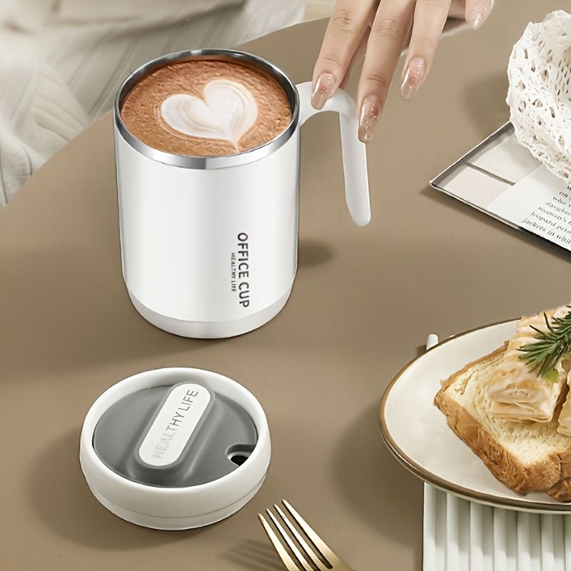 1pc Stainless Steel Cups With Lid; 16 Oz 304 Stainless Steel Tumblers Durable Coffee Mug With Splash Proof Sliding Lid (Straw Not Included)