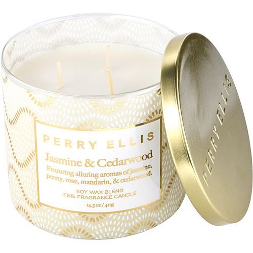 Perry Ellis Jasmine & Cedarwood by Perry Ellis Scented Candle 14.5 oz