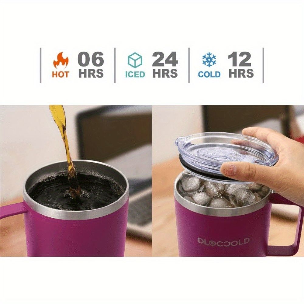 30 oz Tumbler with Handle, Stainless Steel Insulated Travel Coffee Mug with Lid and Straw, Thermal Coffee Cup for Hot&Cold Drinks, Spill Proof, Cup Holder Friendly, Dishwasher Safe, B PA F ree