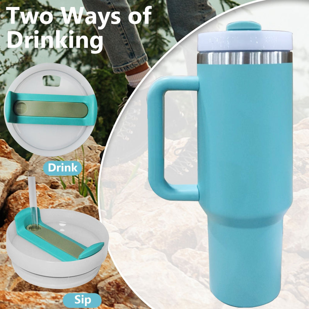 40oz V2 large capacity tumbler,  With Handle And Straw Lid, Insulated Reusable Stainless Steel Water Bottles Travel Mug Coffee Cup car cup water cup For Men Women Outdoor Camping Driving, gift