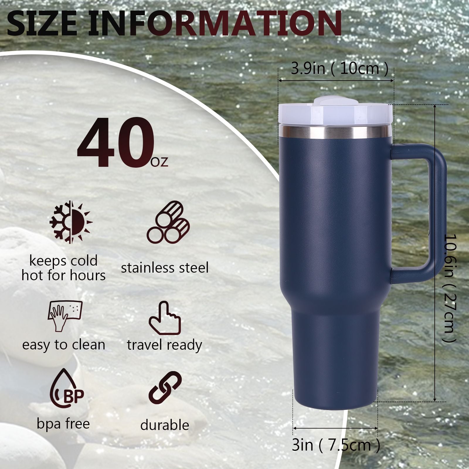 40oz V2 large capacity tumbler,  With Handle And Straw Lid, Insulated Reusable Stainless Steel Water Bottles Travel Mug Coffee Cup car cup water cup For Men Women Outdoor Camping Driving, gift