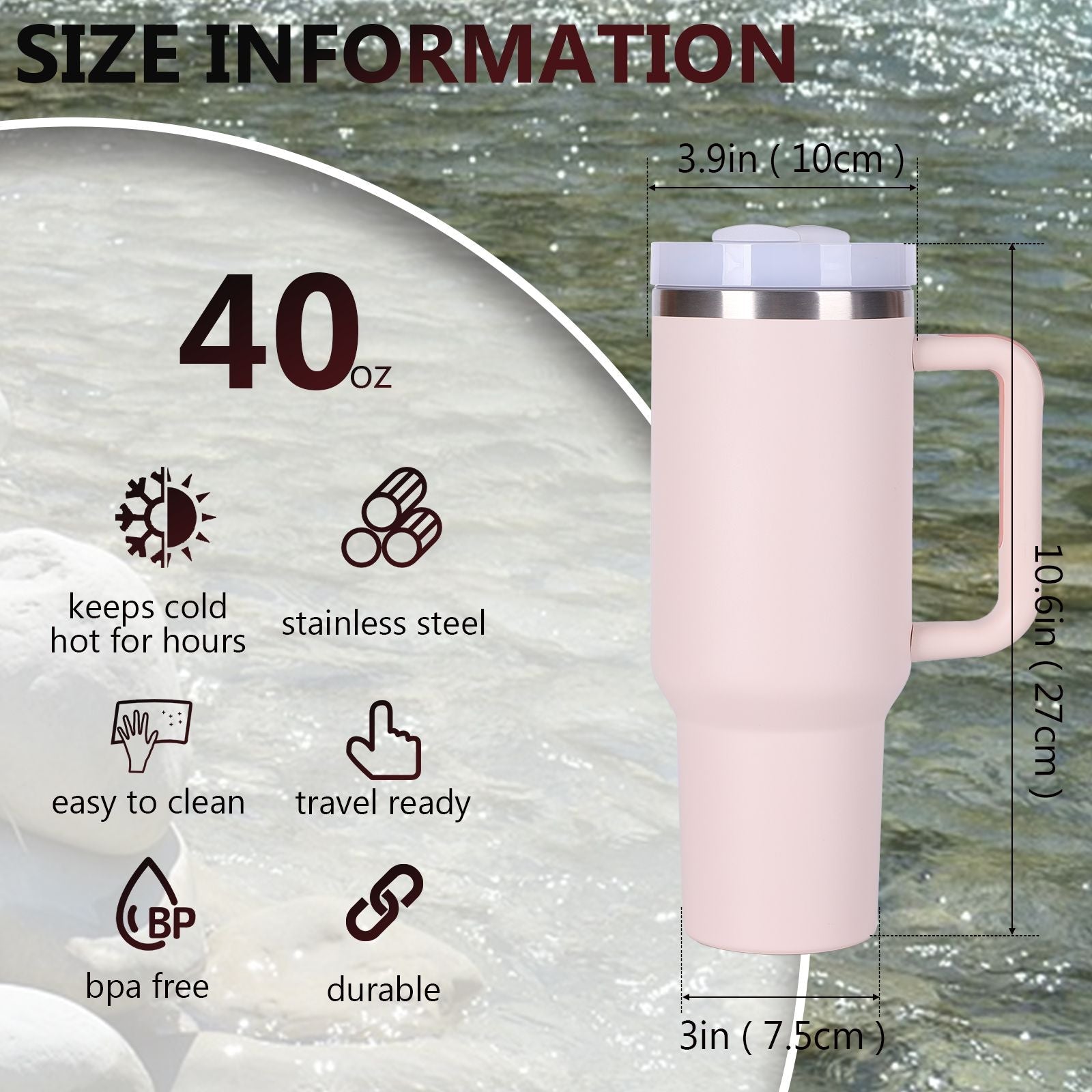 40oz V2 large capacity tumbler,  With Handle And Straw Lid, Insulated Reusable Stainless Steel Water Bottles Travel Mug Coffee Cup car cup water cup For Men Women Outdoor Camping Driving, gift