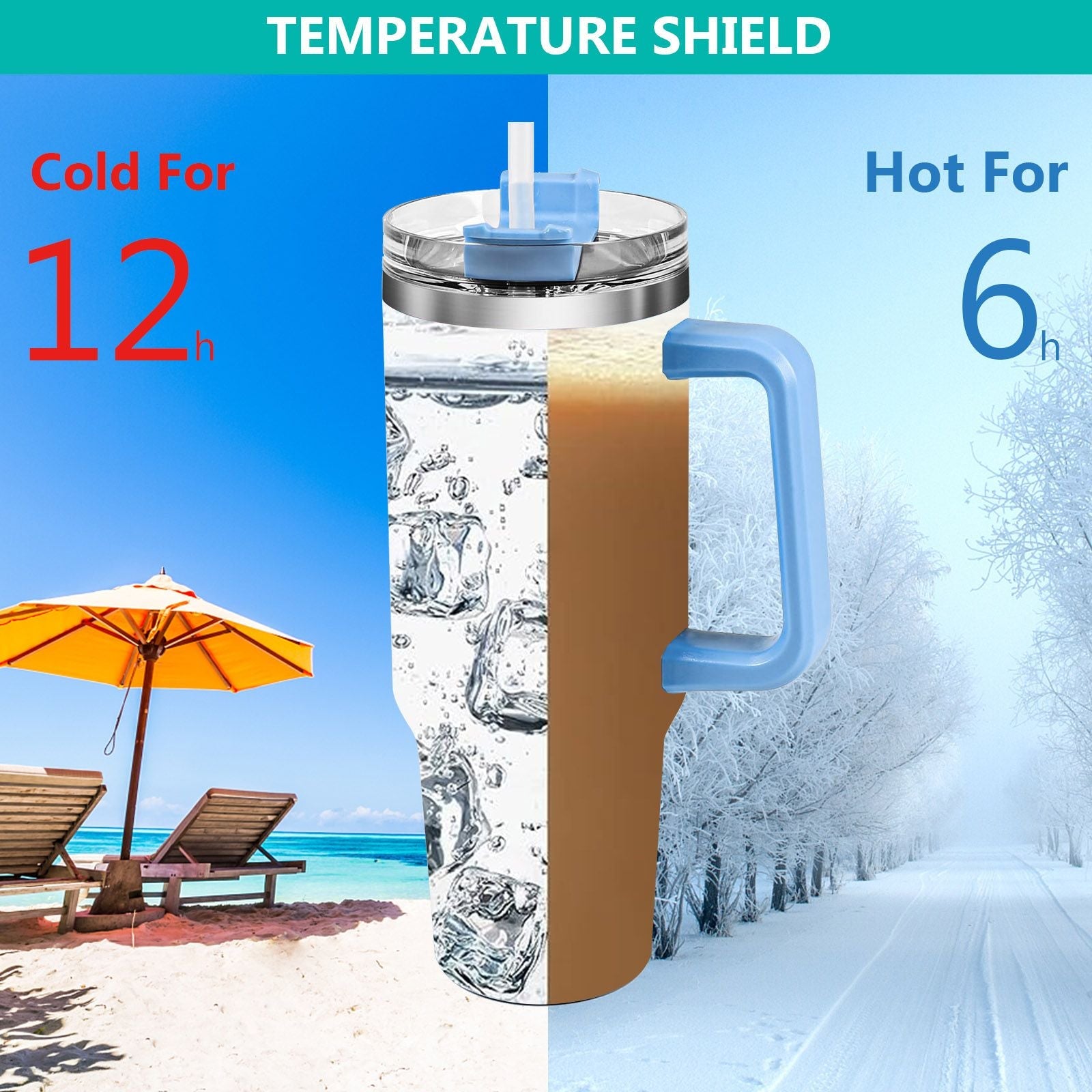 40oz 5D cowprint Insulated Tumbler With Handle And Straw Lid Portable Large Capacity water bottle, Heat preservation,304 Stainless Steel Cup For Outdoor Sports, Travel & Camping Birthday Gift