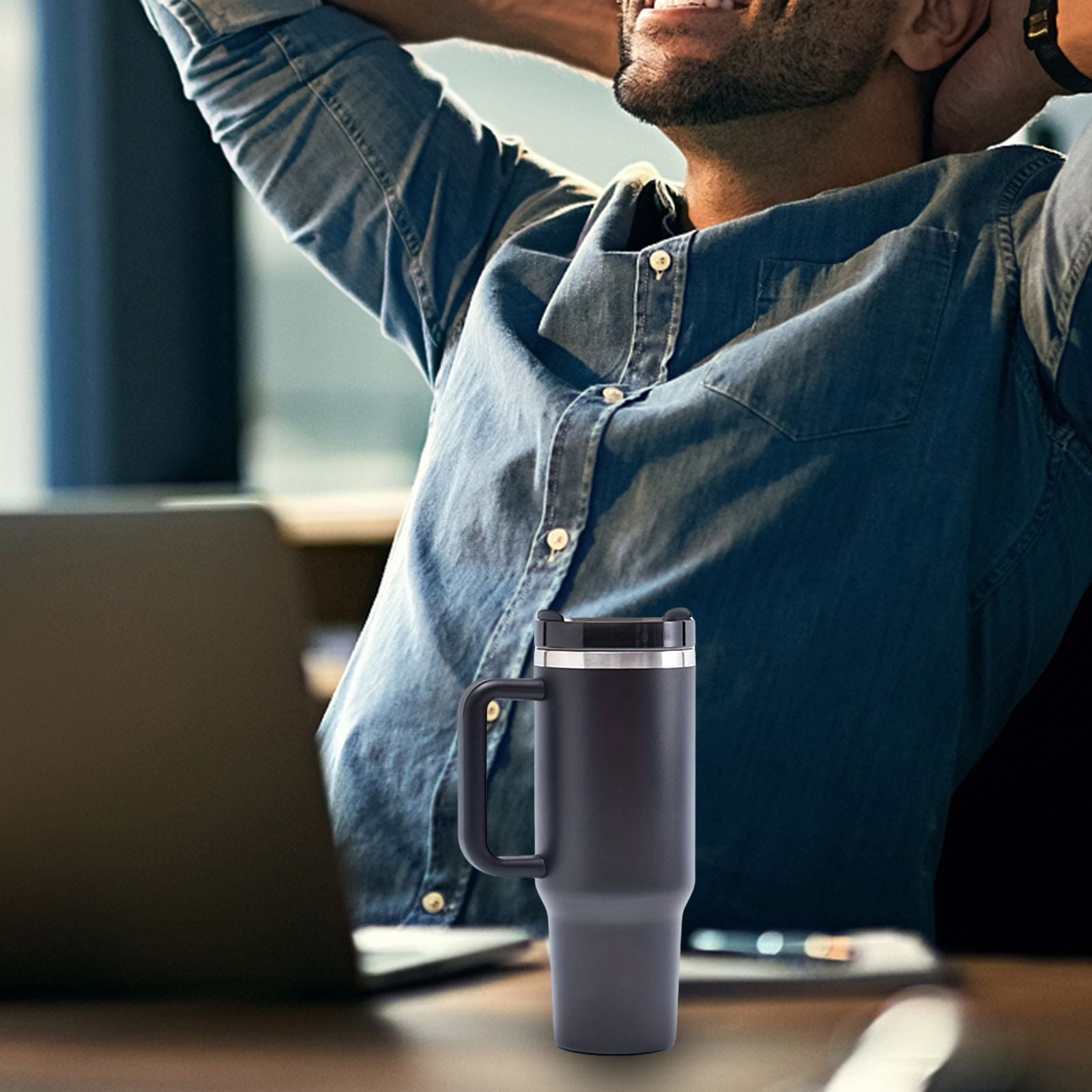 40oz V2 large capacity tumbler,  With Handle And Straw Lid, Insulated Reusable Stainless Steel Water Bottles Travel Mug Coffee Cup car cup water cup For Men Women Outdoor Camping Driving, gift