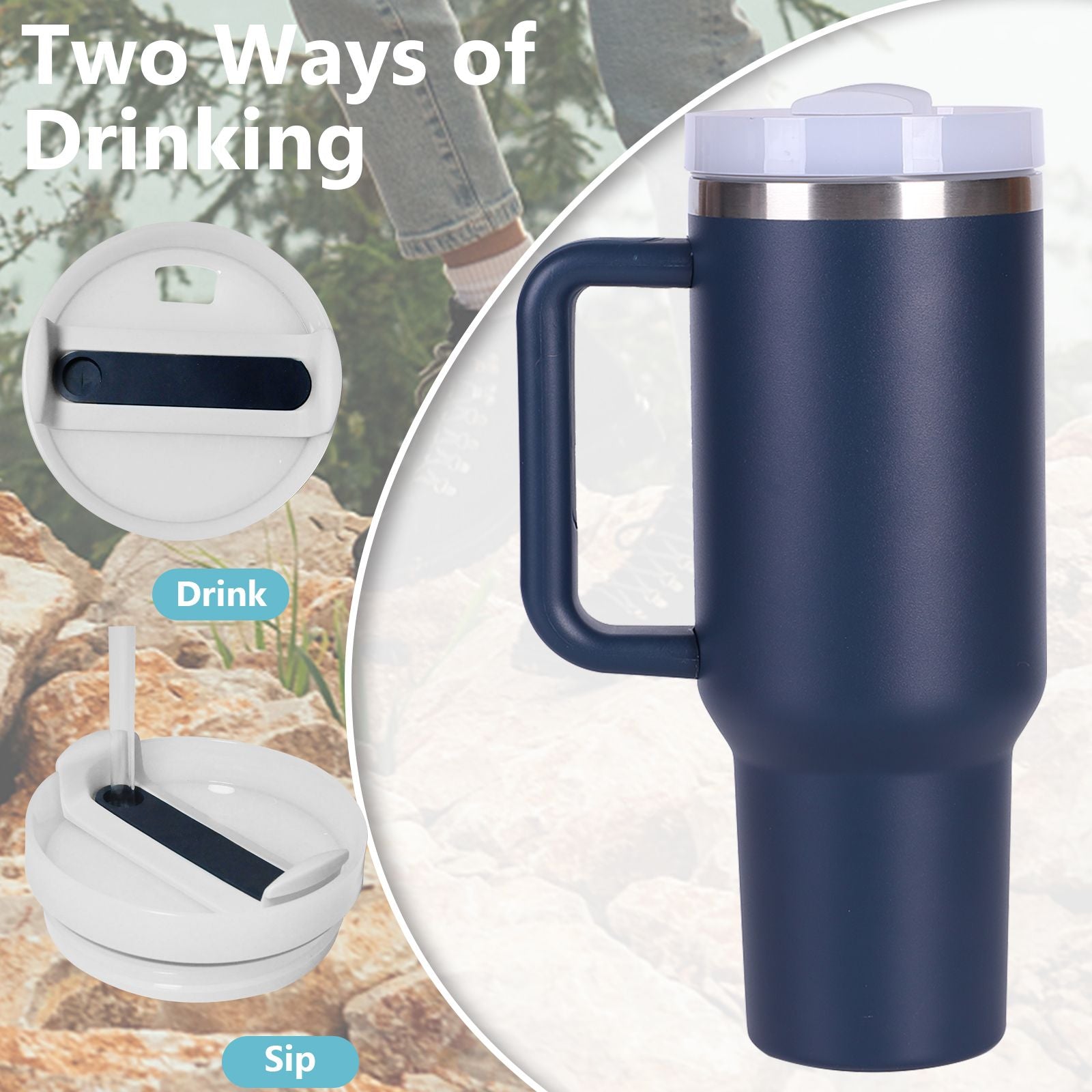 40oz V2 large capacity tumbler,  With Handle And Straw Lid, Insulated Reusable Stainless Steel Water Bottles Travel Mug Coffee Cup car cup water cup For Men Women Outdoor Camping Driving, gift