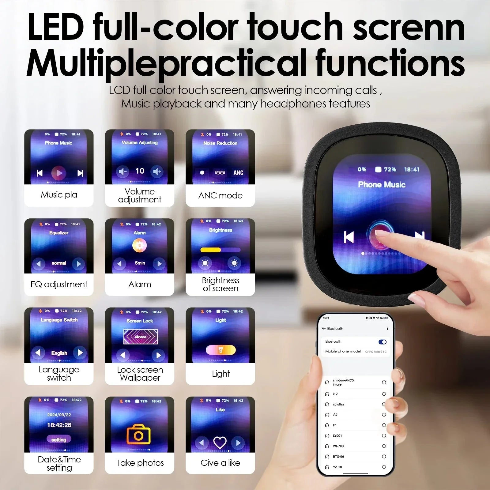 Touch Screen Noise Cancellation Eye Headphones
